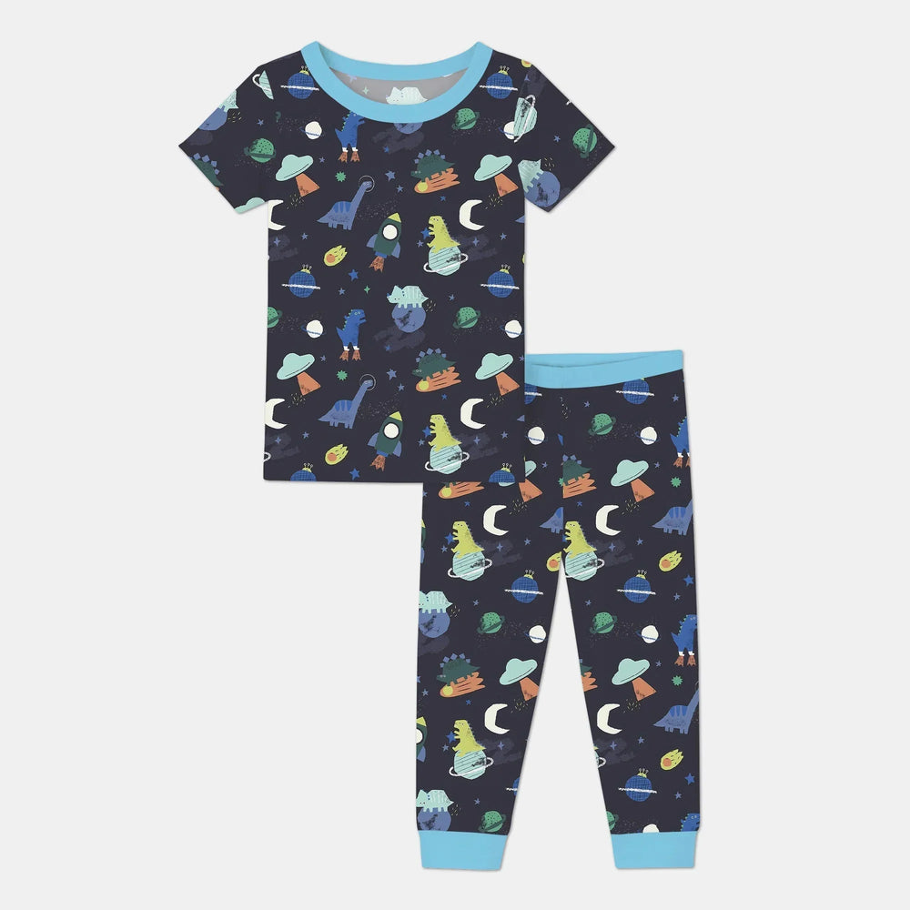 Dinosaurs Astronauts Two Piece Short Sleeve Pajama Set , Dinosaurs Astronauts Two Piece Short Sleeve Pajama Set - 12-18M