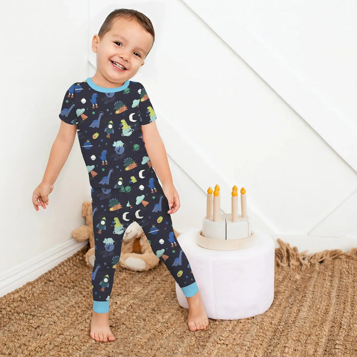 Dinosaurs Astronauts Two Piece Short Sleeve Pajama Set , Dinosaurs Astronauts Two Piece Short Sleeve Pajama Set - 12-18M