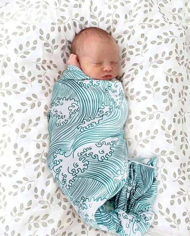 Coastal Waves Bamboo Swaddle Blanket