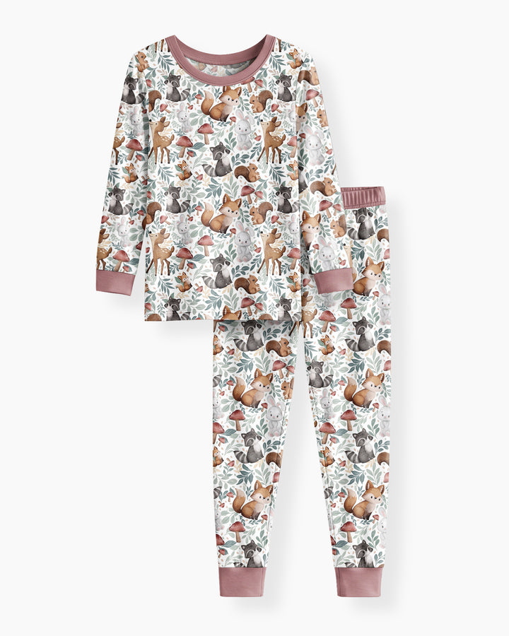 Whimsical Woodland Friends Bamboo Two Piece Long Sleeve Pajama Set