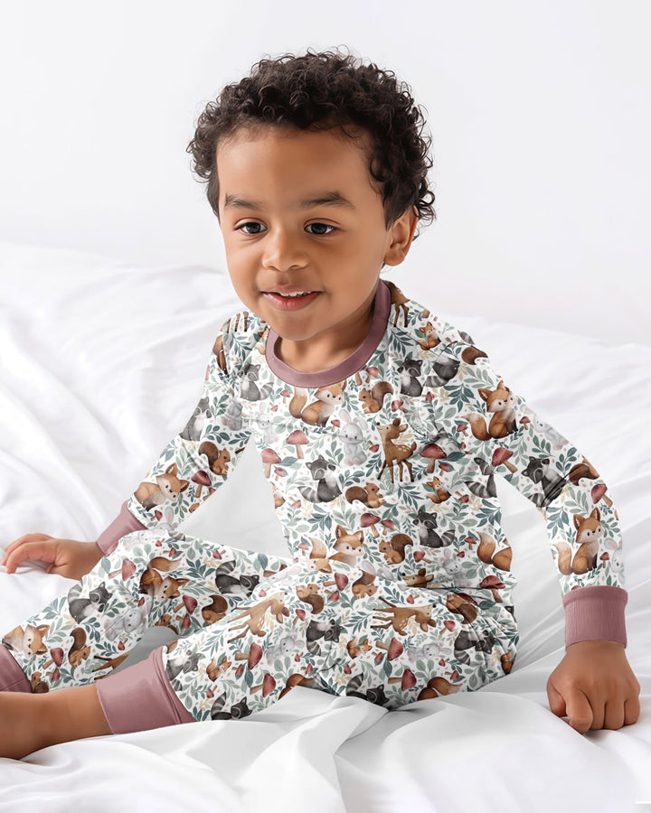 Whimsical Woodland Friends Bamboo Two Piece Long Sleeve Pajama Set