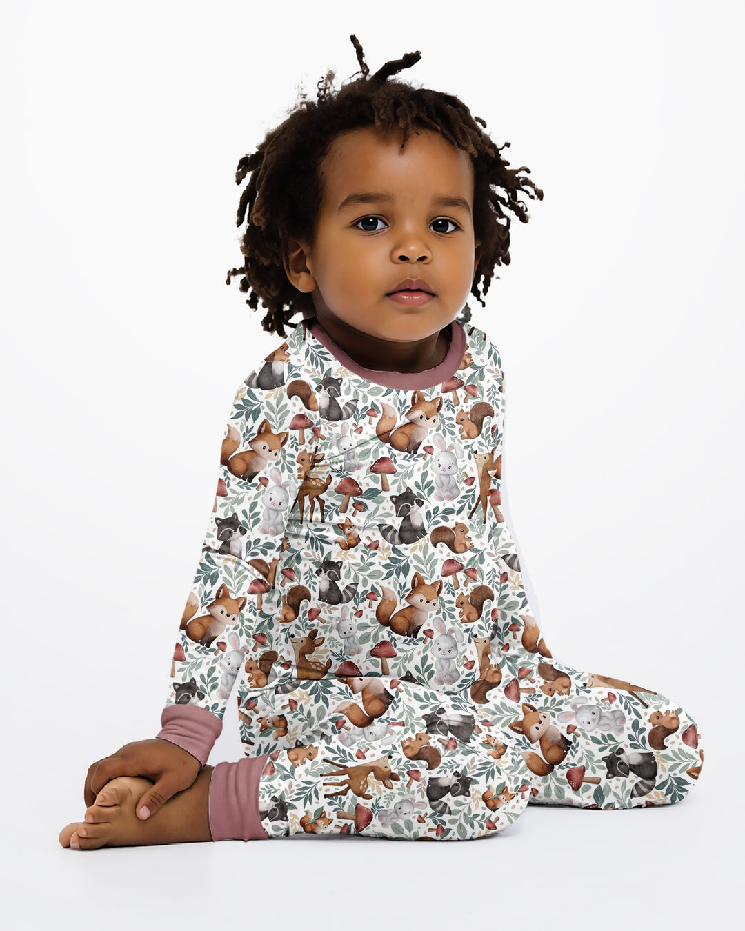 Whimsical Woodland Friends Bamboo Two Piece Long Sleeve Pajama Set