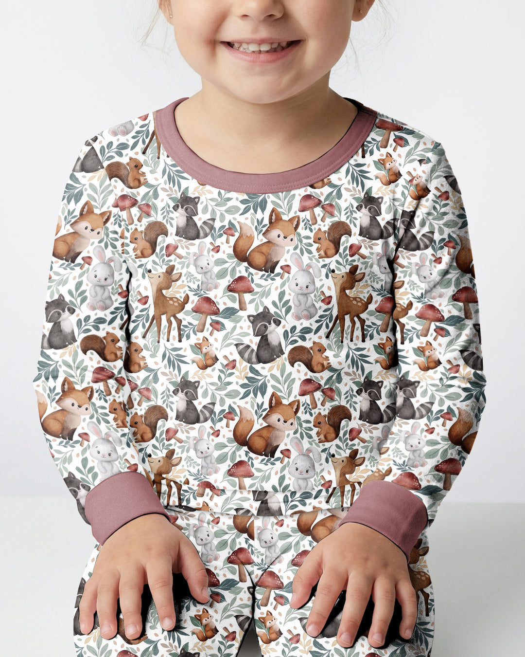 Whimsical Woodland Friends Bamboo Two Piece Long Sleeve Pajama Set
