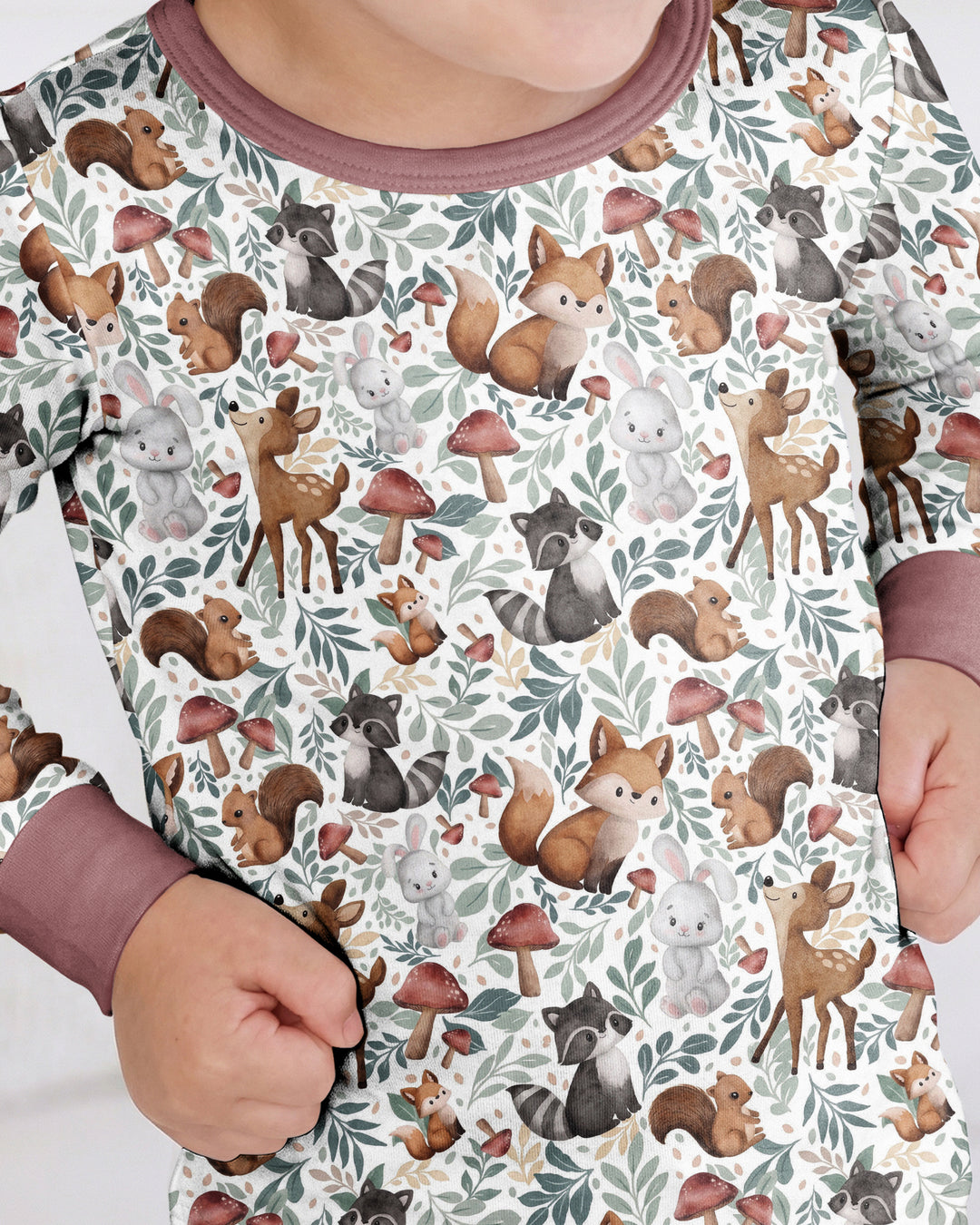 Whimsical Woodland Friends Bamboo Two Piece Long Sleeve Pajama Set