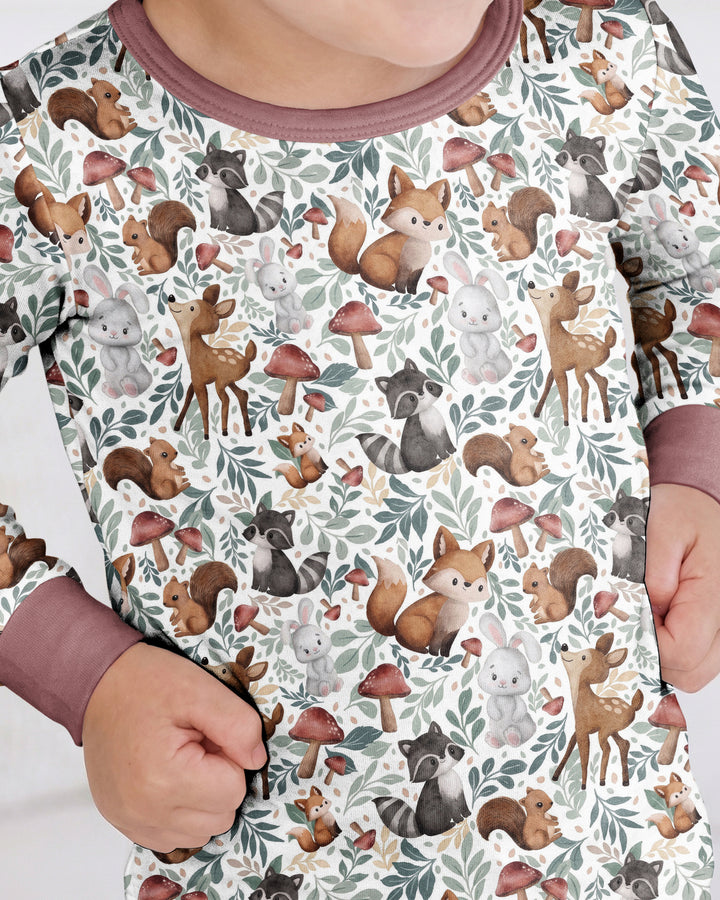 Whimsical Woodland Friends Bamboo Two Piece Long Sleeve Pajama Set