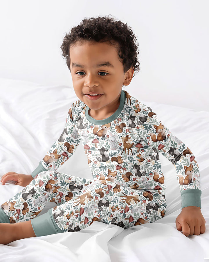 Whimsical Woodland Friends Bamboo Two Piece Long Sleeve Pajama Set