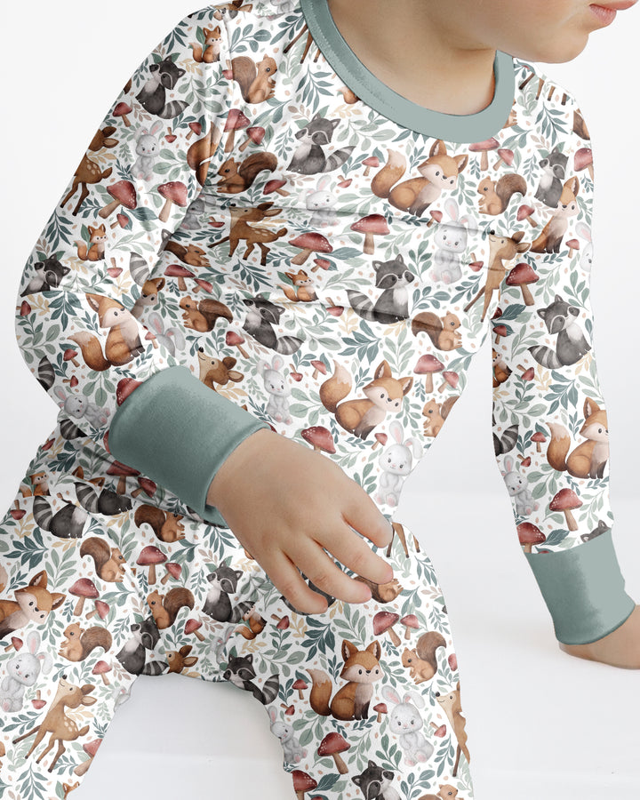 Whimsical Woodland Friends Bamboo Two Piece Long Sleeve Pajama Set