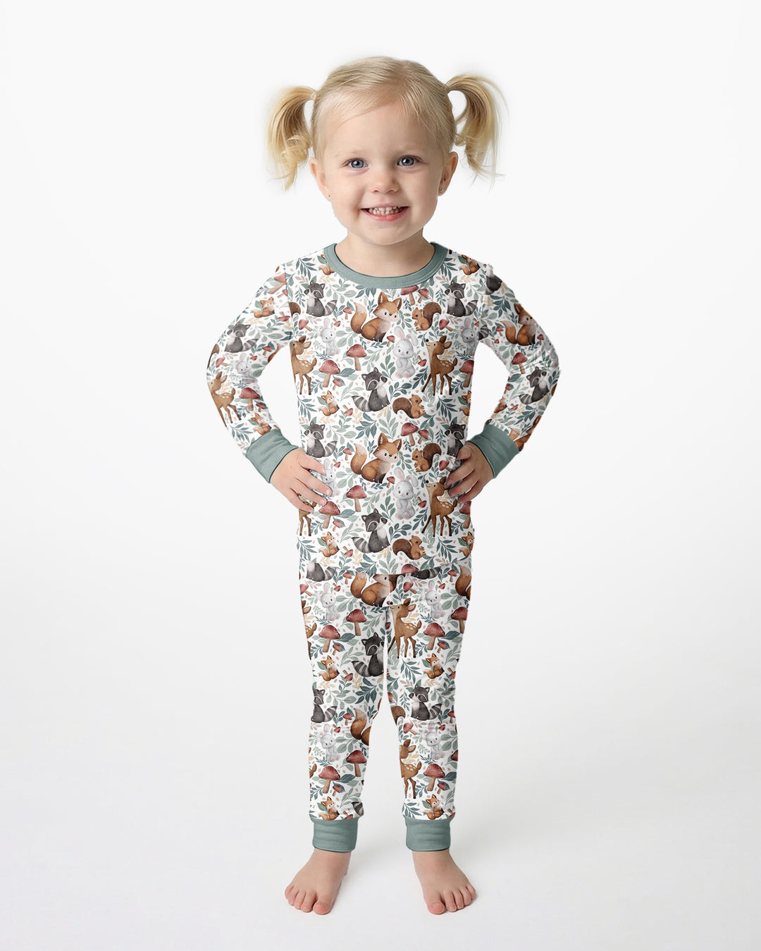 Whimsical Woodland Friends Bamboo Two Piece Long Sleeve Pajama Set