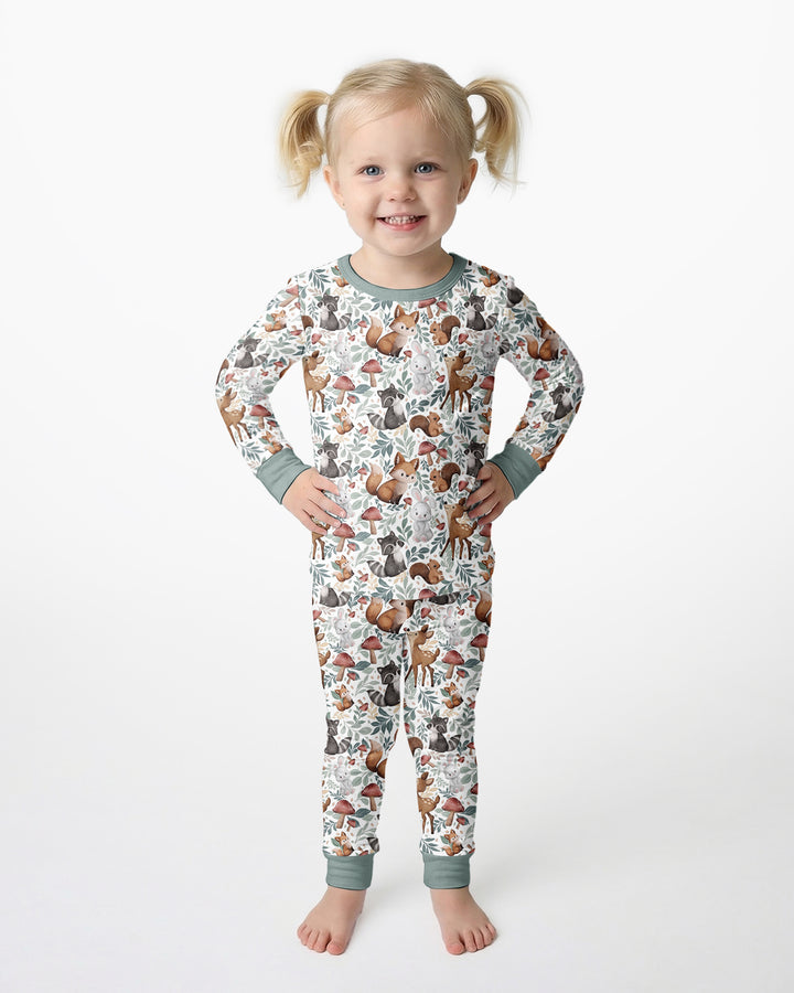 Whimsical Woodland Friends Bamboo Two Piece Long Sleeve Pajama Set