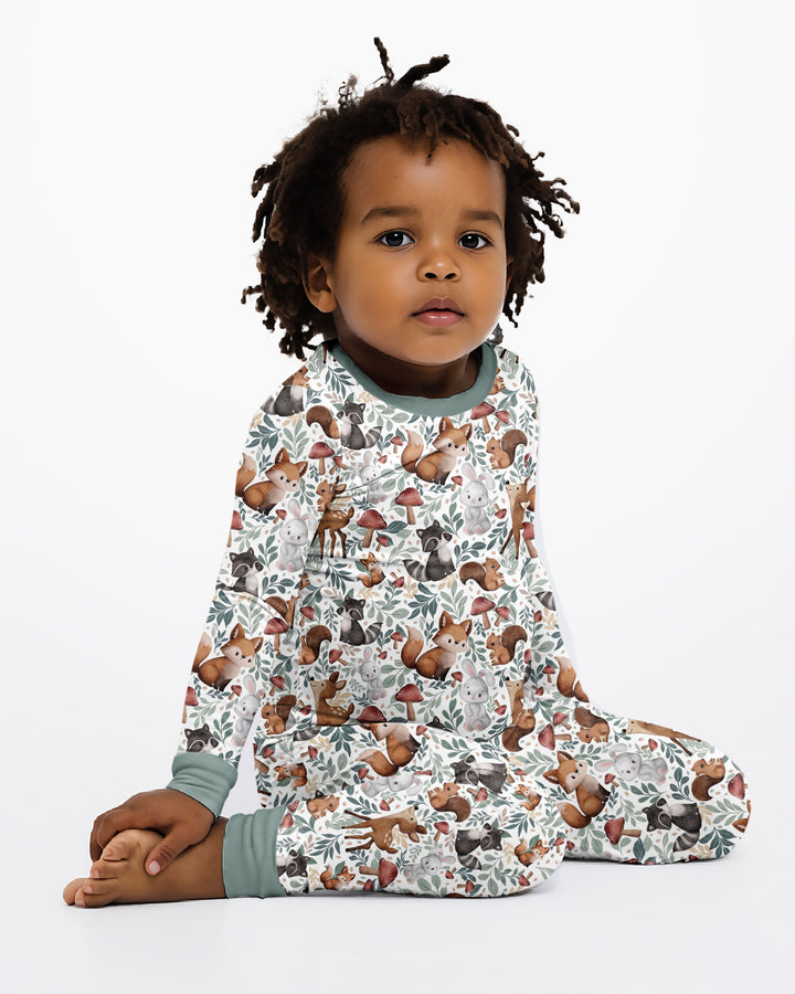 Whimsical Woodland Friends Bamboo Two Piece Long Sleeve Pajama Set