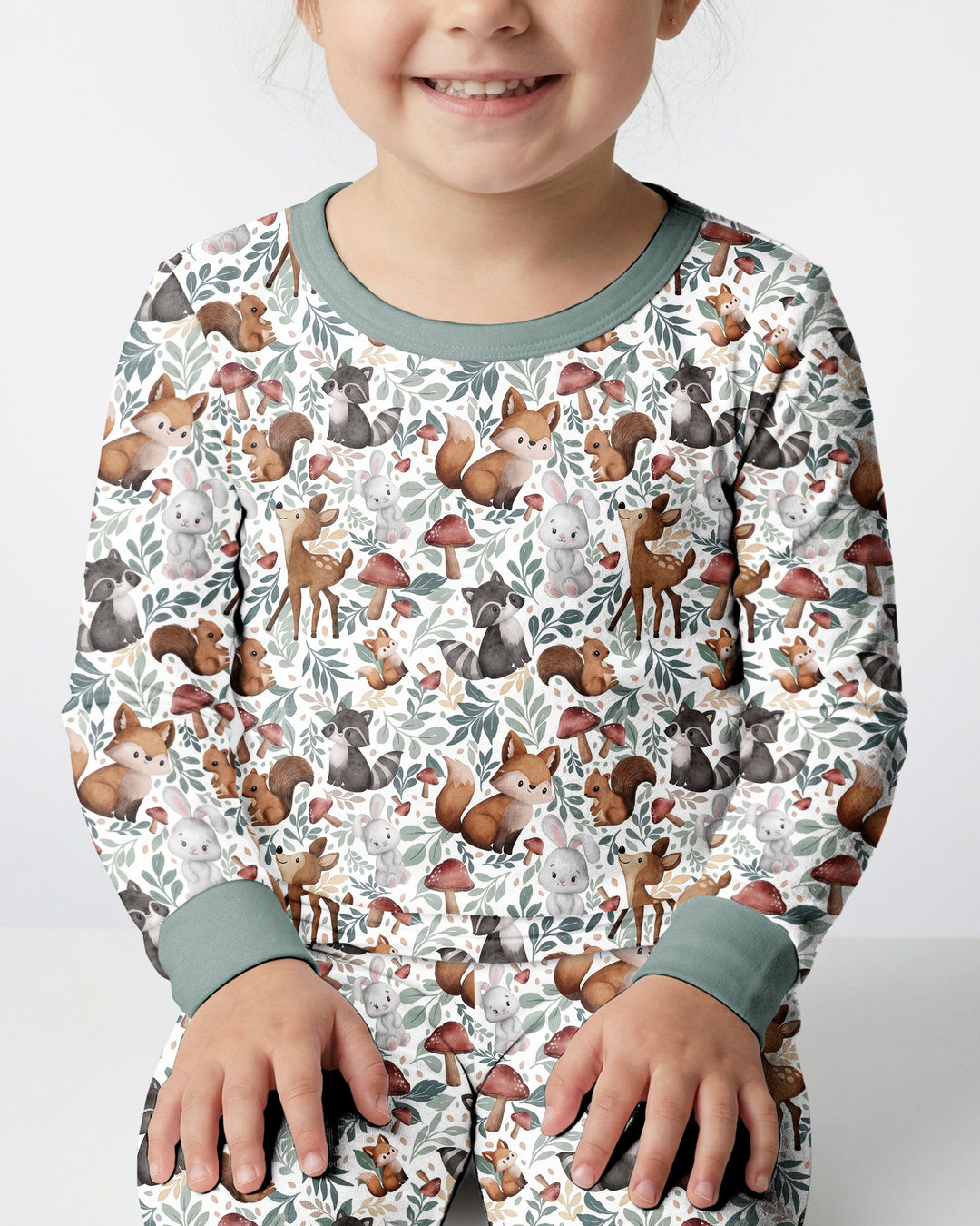 Whimsical Woodland Friends Bamboo Two Piece Long Sleeve Pajama Set