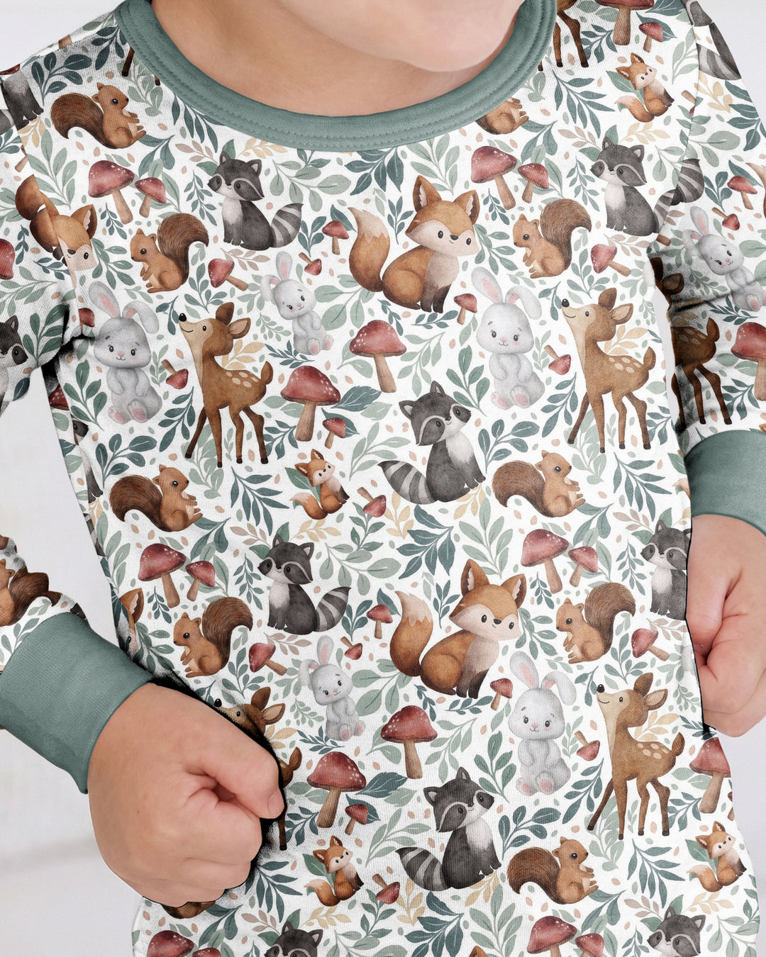 Whimsical Woodland Friends Bamboo Two Piece Long Sleeve Pajama Set
