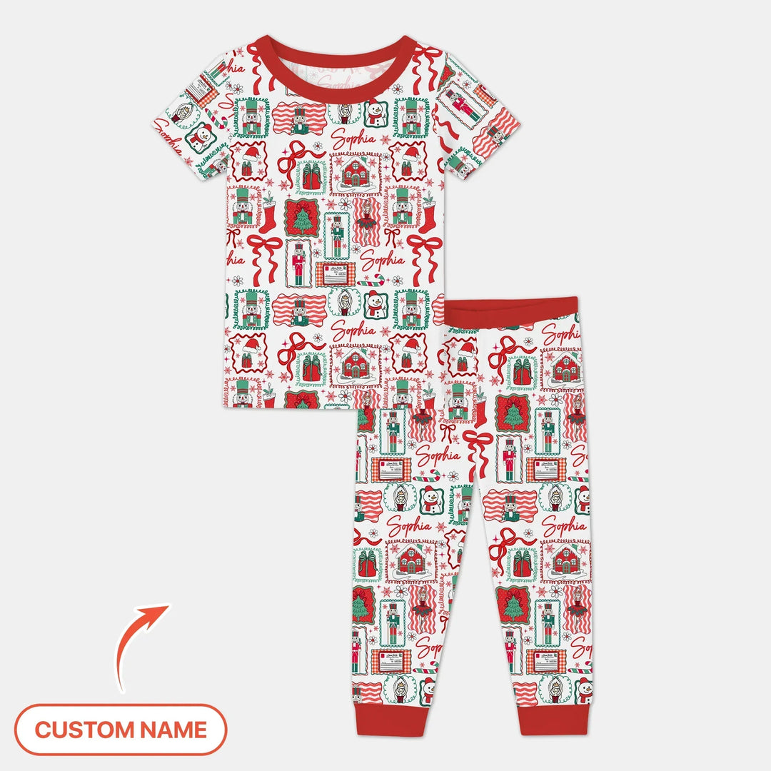 Personalized Nutcracker Parade Two Piece Short Sleeve Shorts Pajama Set , Personalized Nutcracker Parade Two Piece Short Sleeve Shorts Pajama Set - 12-18M