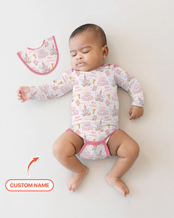 Custom Name Baptism Christening Straight Outta Holy Water Bamboo Bodysuit