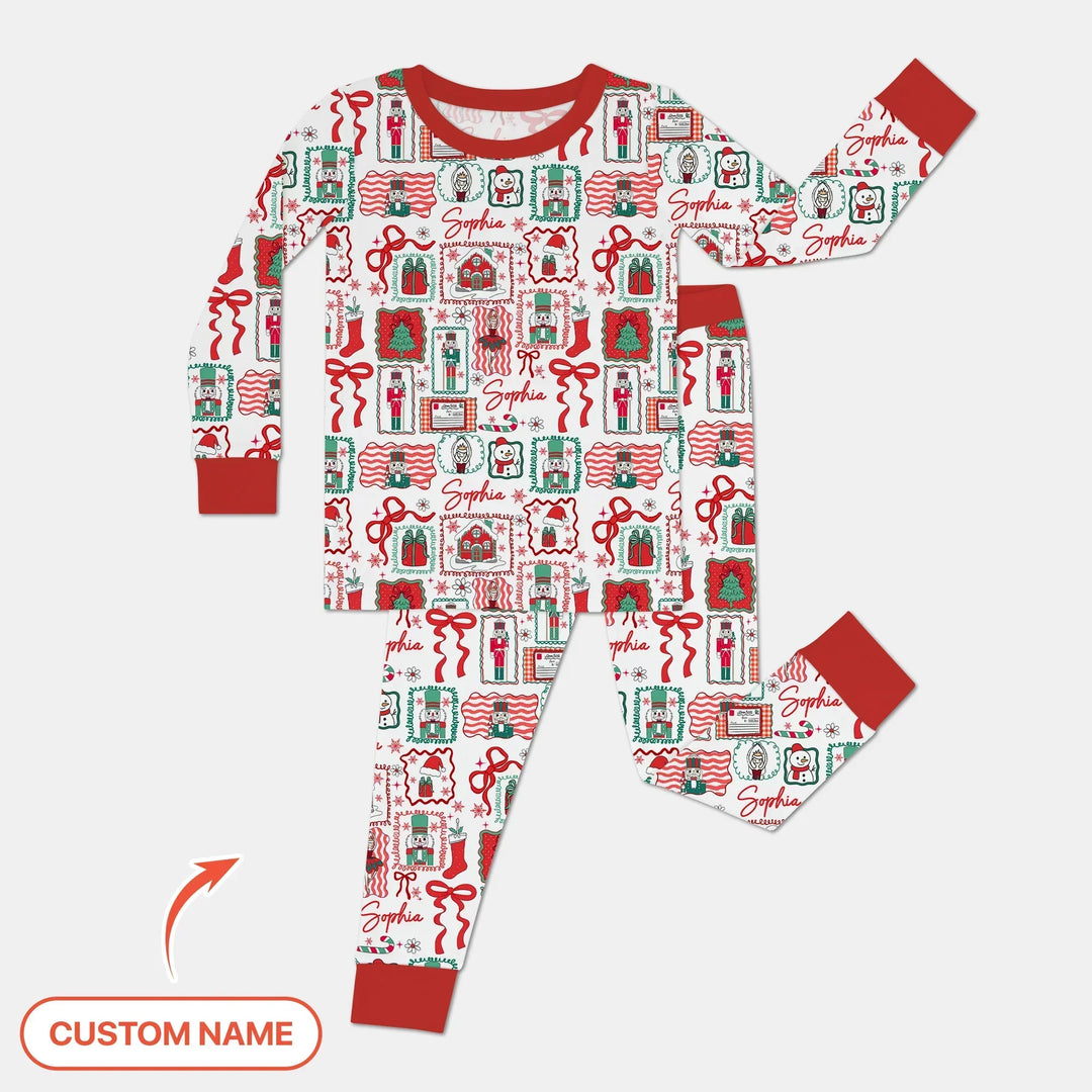Personalized Nutcracker Parade Two Piece Long Sleeve Pajama Set , Personalized Nutcracker Parade Two Piece Long Sleeve Pajama Set - 12-18M