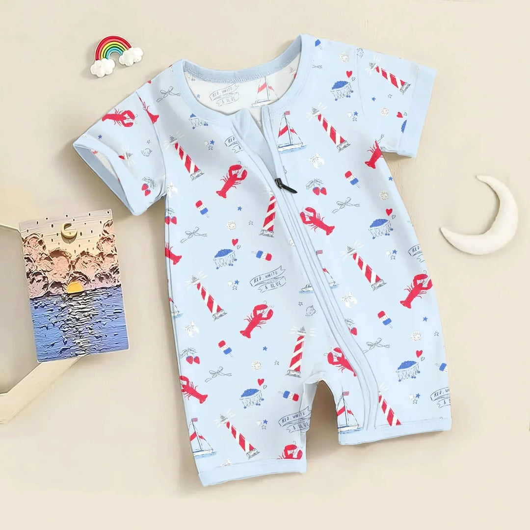 East Coast Shorty Zippered Romper , East Coast Shorty Zippered Romper - Newborn