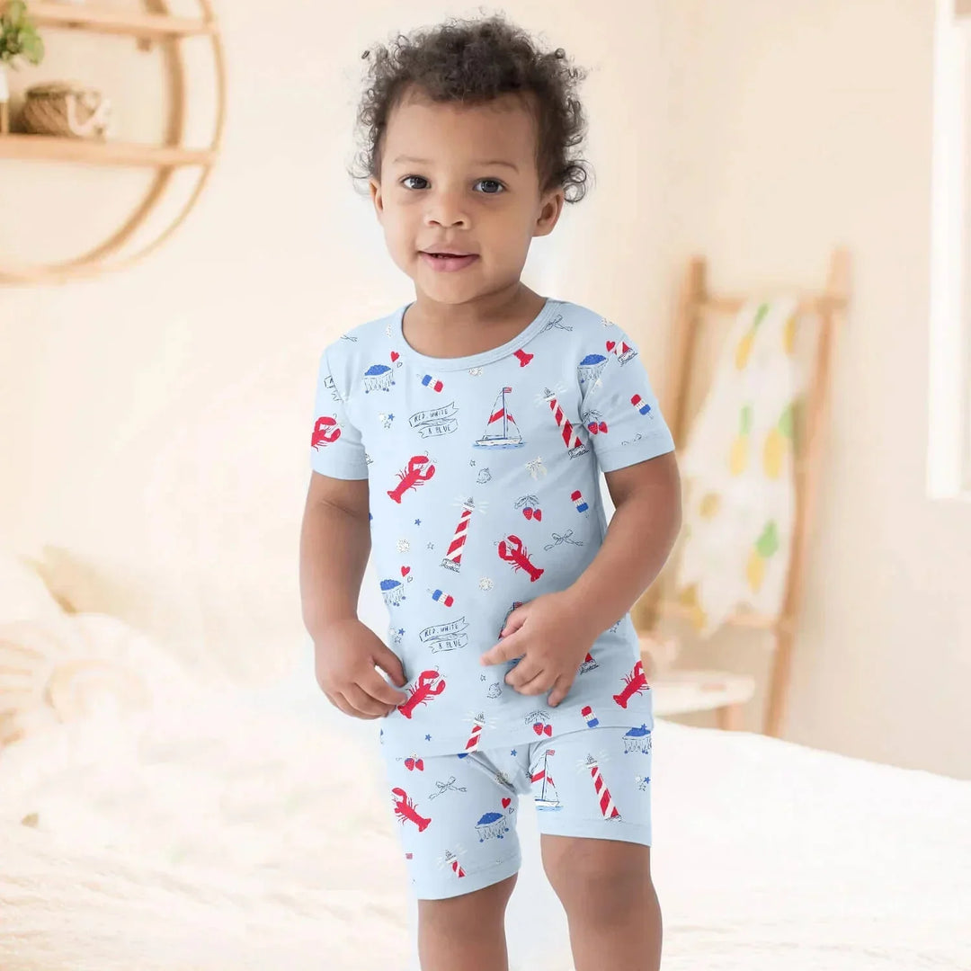 East Coast Two Piece Short Sleeve Shorts Pajama Set , East Coast Two Piece Short Sleeve Shorts Pajama Set - 12-18M
