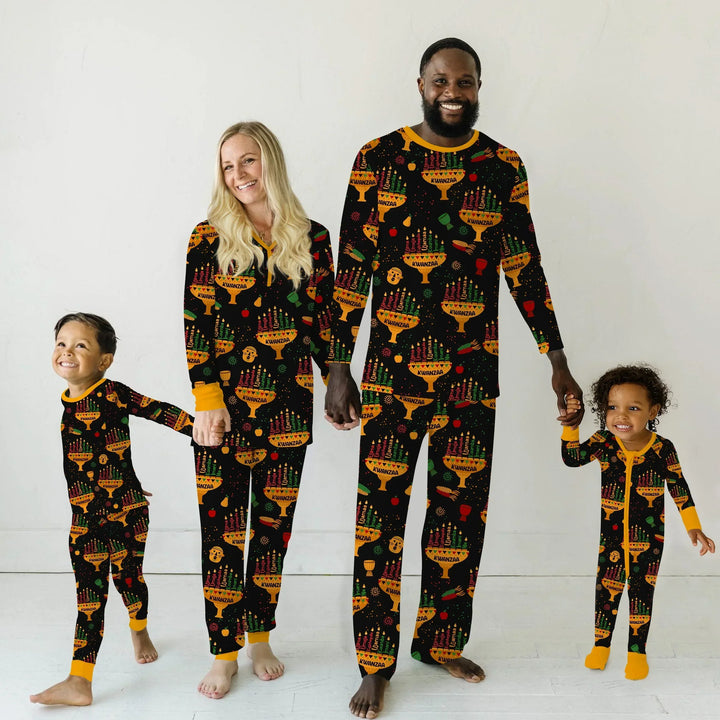 Kwanzaa Lights Bamboo Two Piece Short Sleeve Shorts Pajama Set