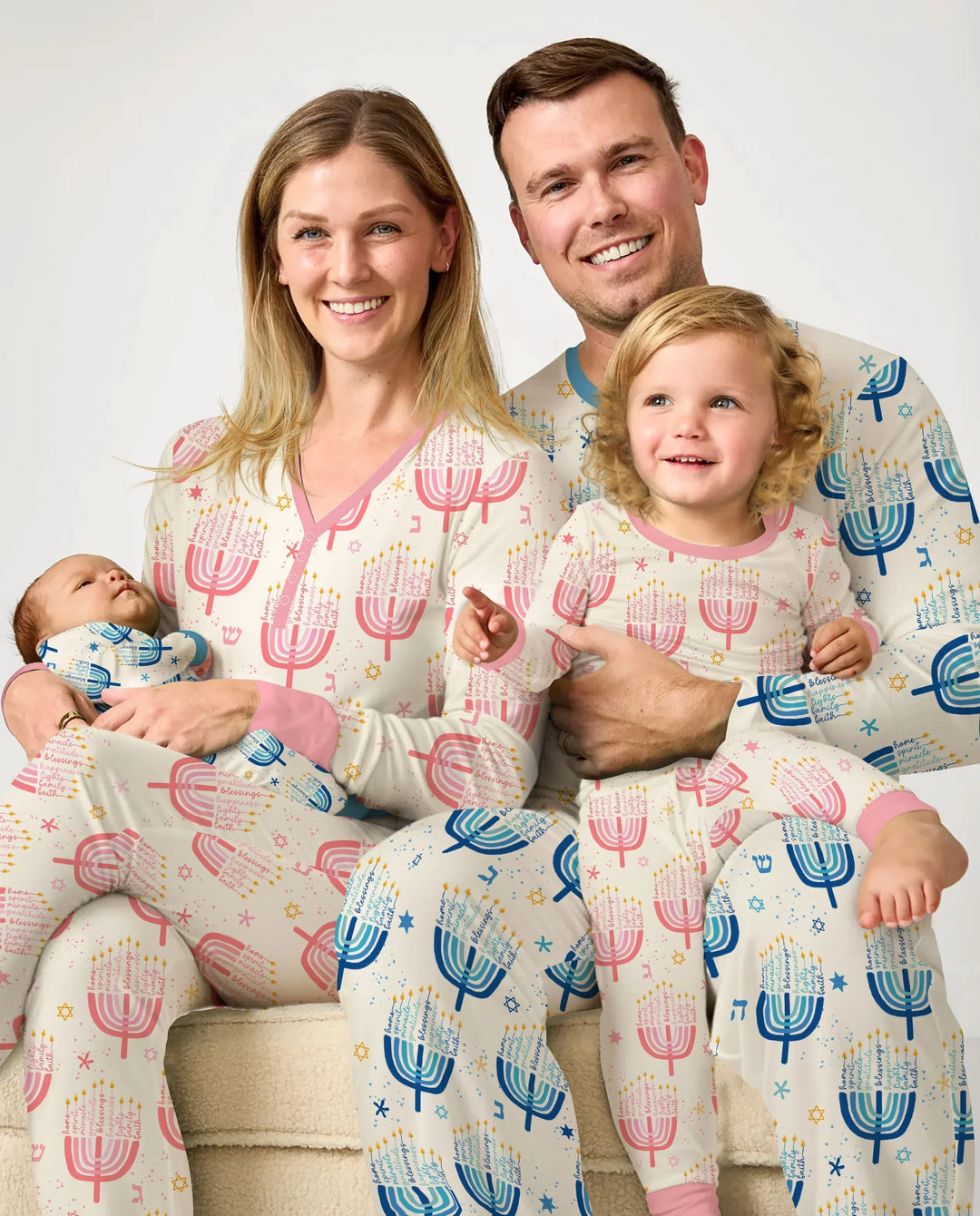 Hannukkah Menorah Family Matching Men's Pajama Set , Hannukkah Menorah Family Matching Men's Pajama Set - Only Shirt / XS