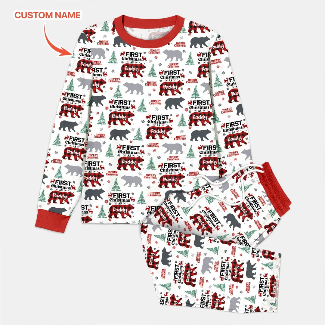 Custom Name Family Bear First Christmas Men's Pajama Set , Custom Name Family Bear First Christmas Men's Pajama Set - Only Shirt / XS