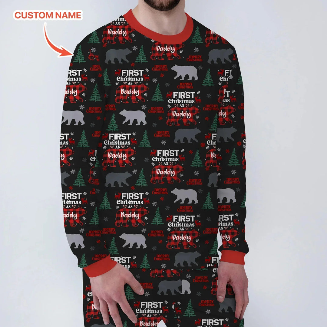 Custom Name Family Bear First Christmas Men's Pajama Set , Custom Name Family Bear First Christmas Men's Pajama Set - Only Shirt / XS