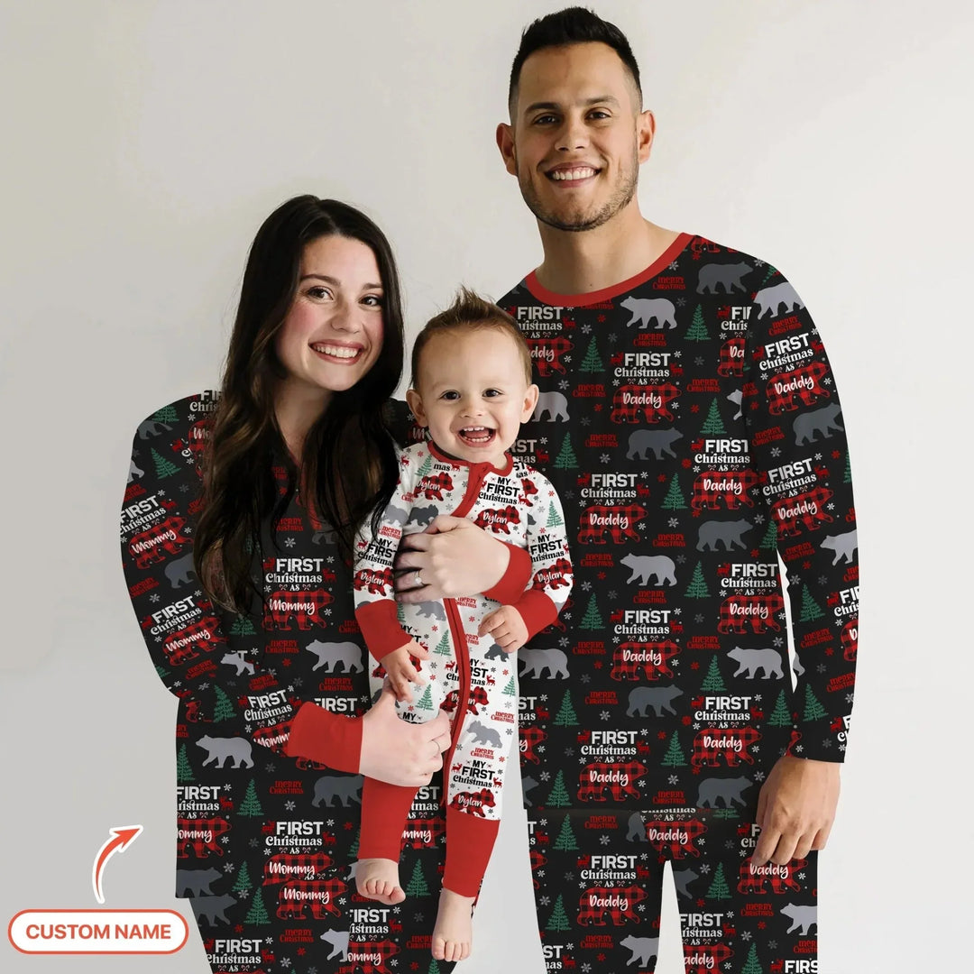 Custom Name Family Bear First Christmas Women Pajama Set , Custom Name Family Bear First Christmas Women Pajama Set - Only Shirt / S
