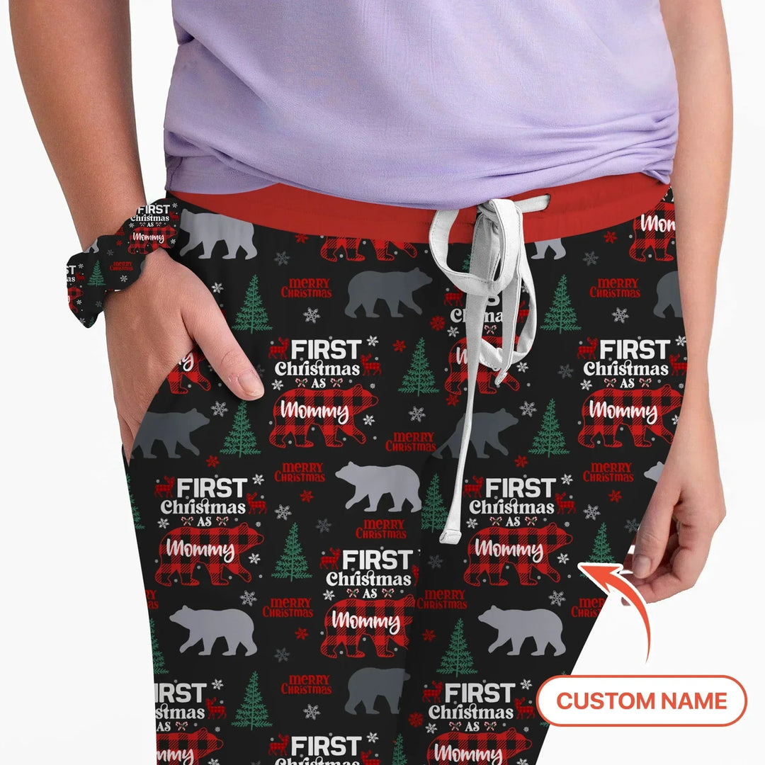 Custom Name Family Bear First Christmas Women Pajama Set , Custom Name Family Bear First Christmas Women Pajama Set - Only Shirt / S