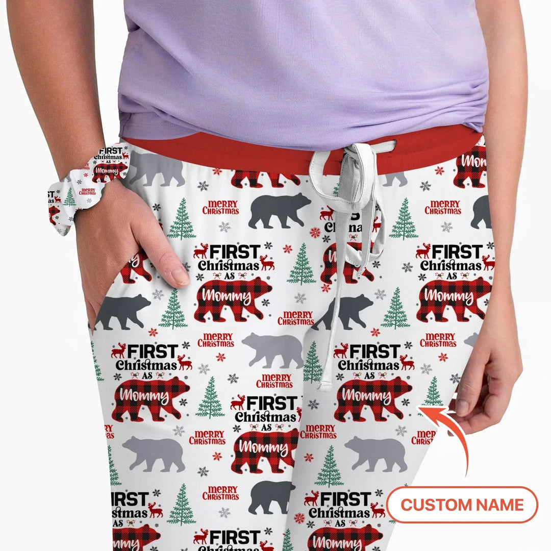 Custom Name Family Bear First Christmas Women Pajama Set , Custom Name Family Bear First Christmas Women Pajama Set - Only Shirt / S