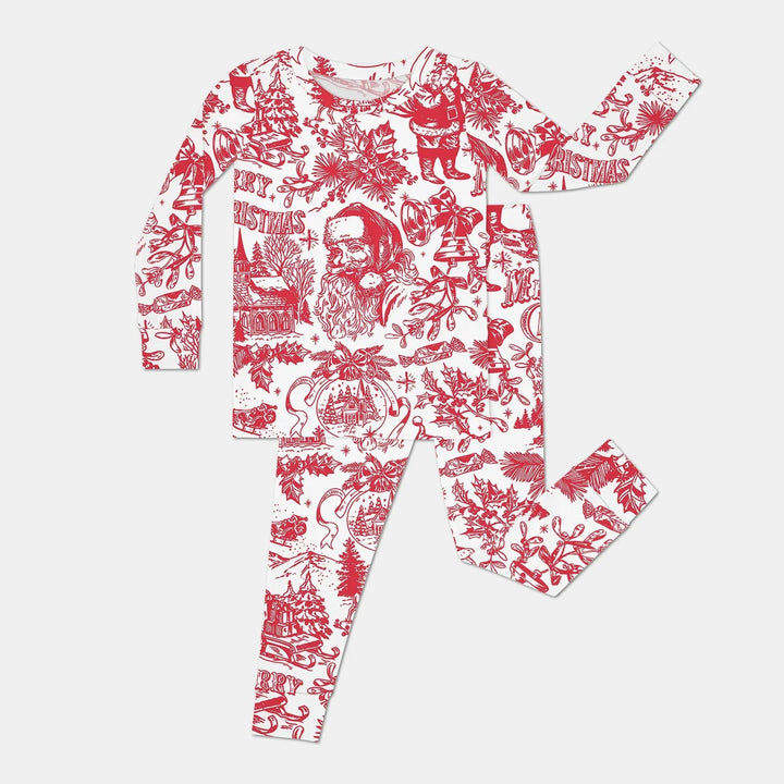 Family Christmas Chinoiserie Custom Color Pajama Two Piece Long Sleeve Pajama Set , Family Christmas Chinoiserie Custom Color Pajama Two Piece Long Sleeve Pajama Set - 12-18M / Blue