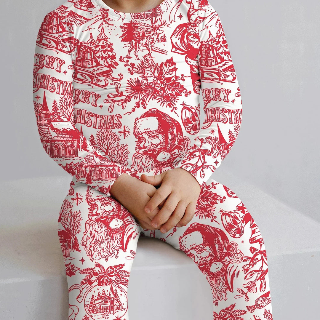 Family Christmas Chinoiserie Custom Color Pajama Two Piece Long Sleeve Pajama Set , Family Christmas Chinoiserie Custom Color Pajama Two Piece Long Sleeve Pajama Set - 12-18M / Blue