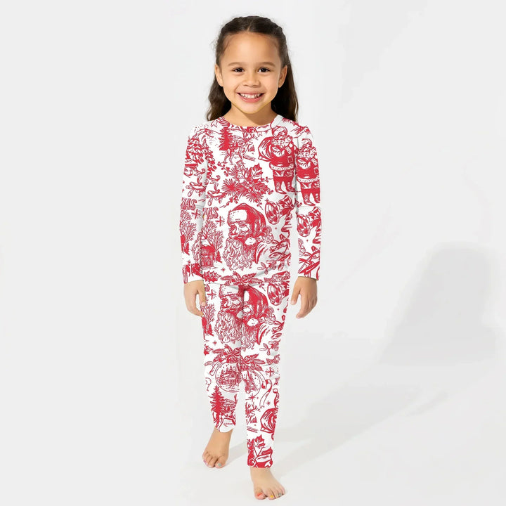 Family Christmas Chinoiserie Custom Color Pajama Two Piece Long Sleeve Pajama Set , Family Christmas Chinoiserie Custom Color Pajama Two Piece Long Sleeve Pajama Set - 12-18M / Blue