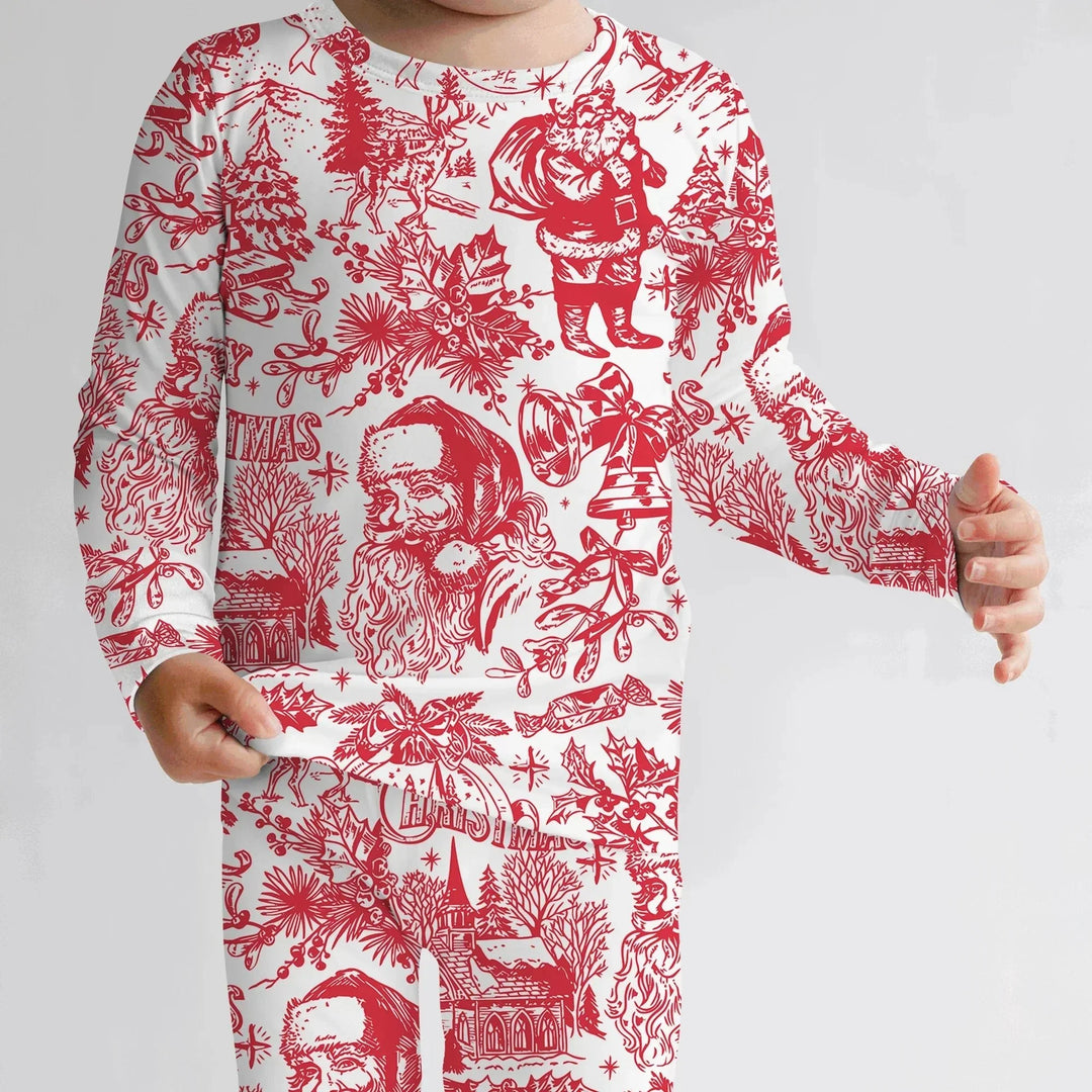 Family Christmas Chinoiserie Custom Color Pajama Two Piece Long Sleeve Pajama Set , Family Christmas Chinoiserie Custom Color Pajama Two Piece Long Sleeve Pajama Set - 12-18M / Blue