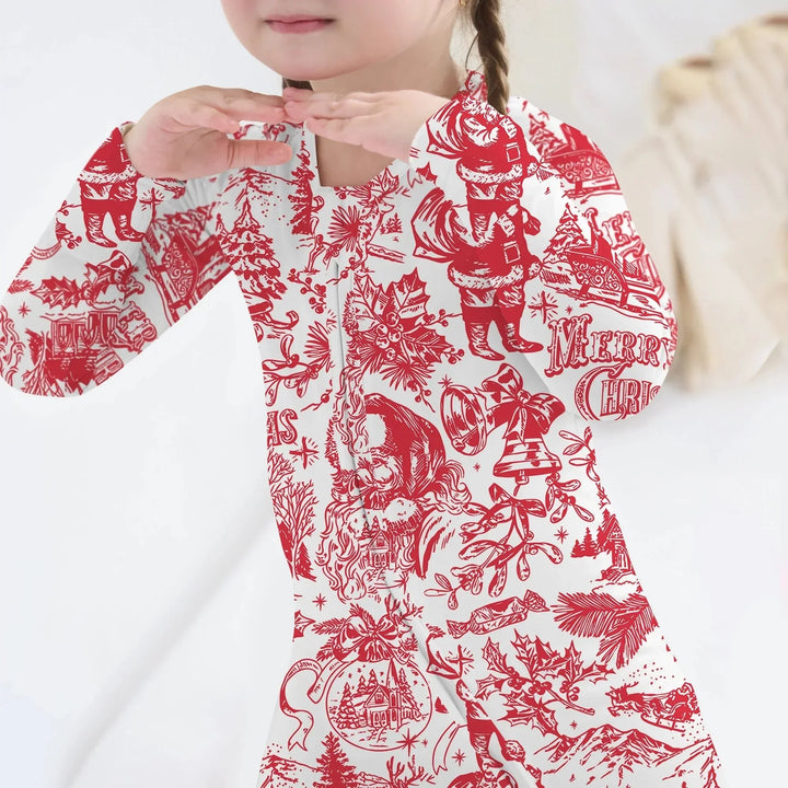 Family Christmas Chinoiserie Pajama Convertible Zippy , Family Christmas Chinoiserie Pajama Convertible Zippy - 0-3M / Blue