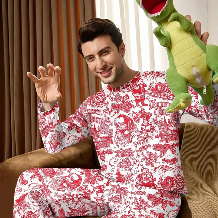 Family Christmas Chinoiserie Pajama Custom Men's Pajama Set , Family Christmas Chinoiserie Pajama Custom Men's Pajama Set - Only Shirt / XS / Blue