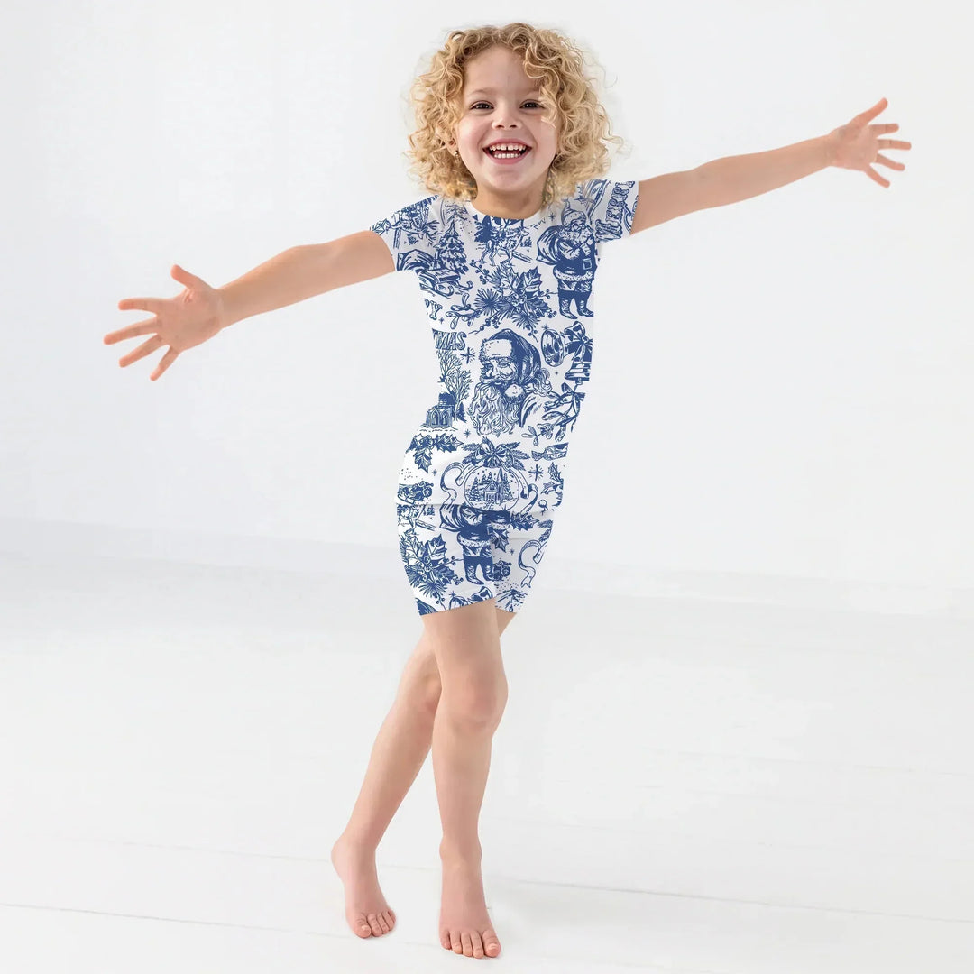 Family Christmas Chinoiserie Pajama Two Piece Short Sleeve Shorts Pajama Set , Family Christmas Chinoiserie Pajama Two Piece Short Sleeve Shorts Pajama Set - 12-18M / Red