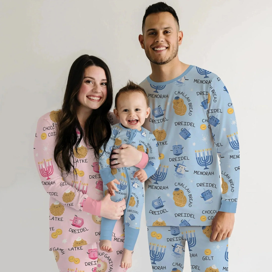 Family Hanukkah Matching Convertible Zippy , Family Hanukkah Matching Convertible Zippy - 0-3M / Pink