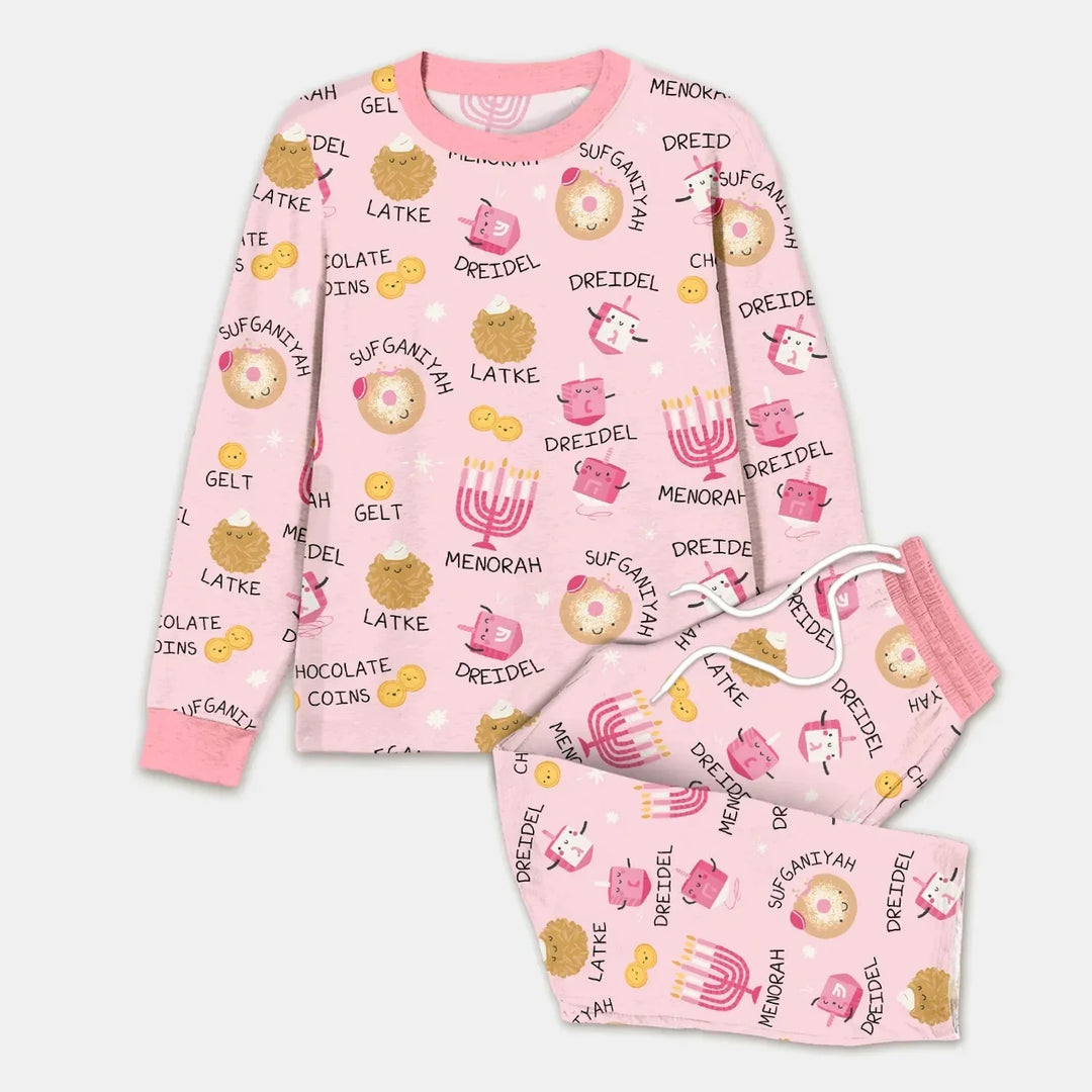 Family Hanukkah Matching Men's Pajama Set , Family Hanukkah Matching Men's Pajama Set - Combo Shirt & Pants / XS / Pink