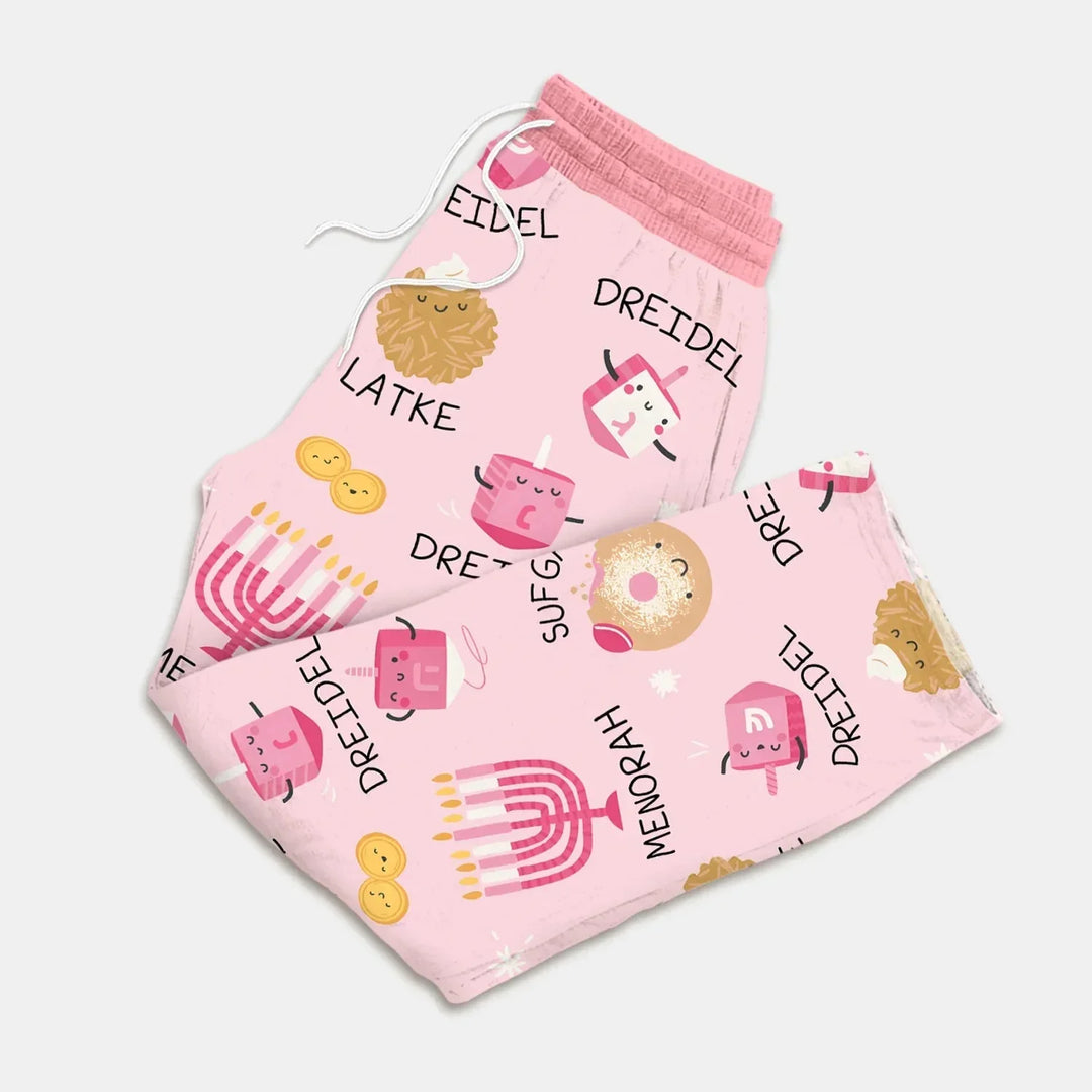 Family Hanukkah Matching Men's Pajama Set , Family Hanukkah Matching Men's Pajama Set - Only Pants / XS / Pink