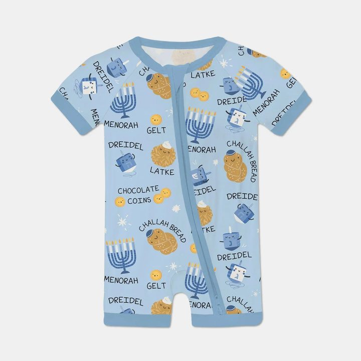Family Hanukkah Matching Shorty Zippy , Family Hanukkah Matching Shorty Zippy - 0-3M / Blue