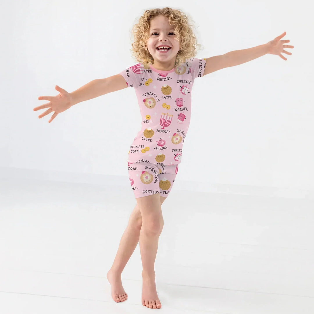 Family Hanukkah Matching Two Piece Short Sleeve Shorts Pajama Set , Family Hanukkah Matching Two Piece Short Sleeve Shorts Pajama Set - 12-18M / Blue