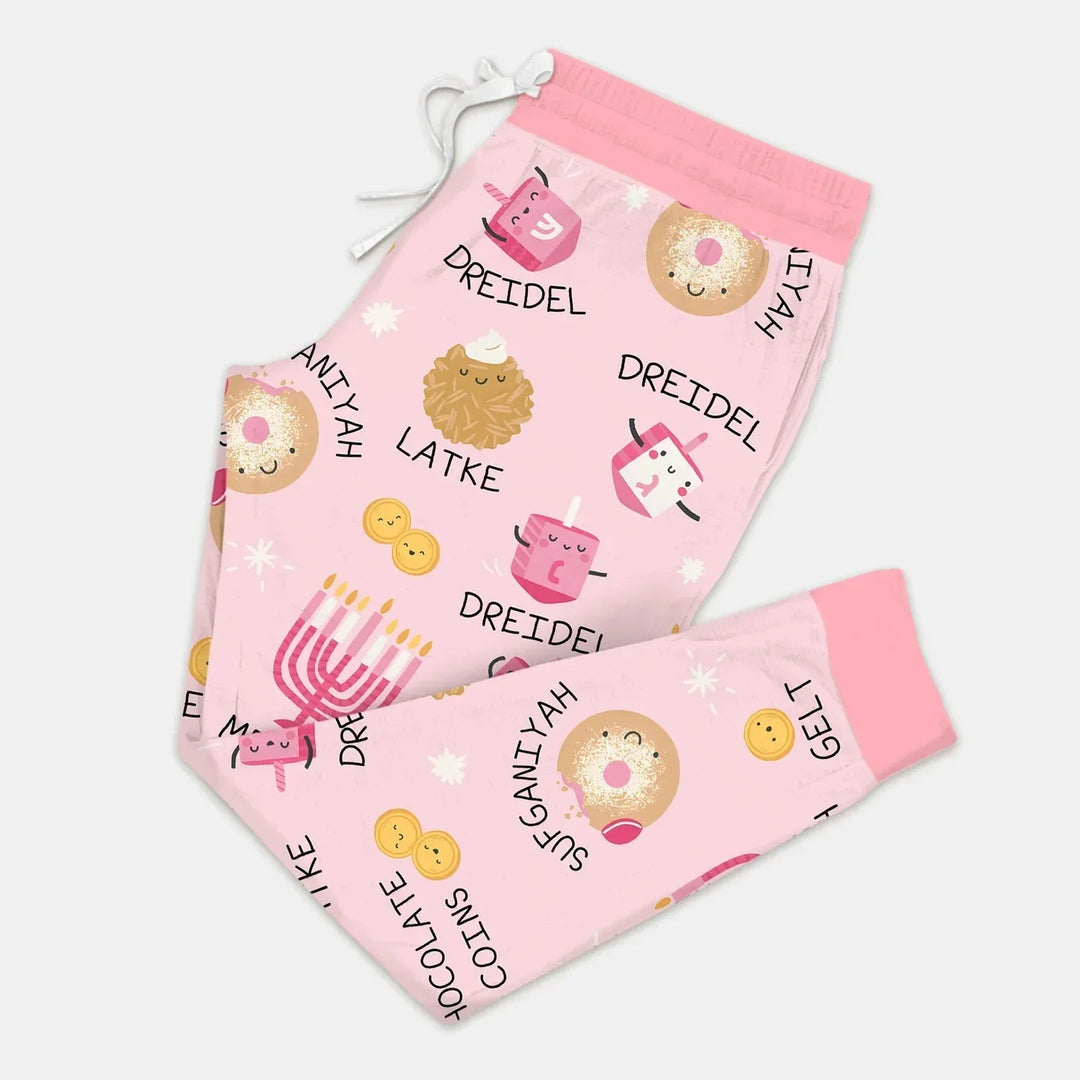 Family Hanukkah Matching Women Pajama Set , Family Hanukkah Matching Women Pajama Set - Only Pants / S / Pink
