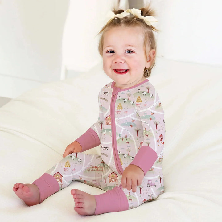 Farm Meadow Convertible Zippered Romper , Farm Meadow Convertible Zippered Romper - 0-3M