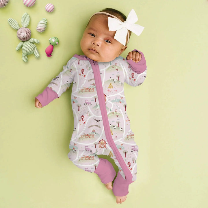 Farm Meadow Convertible Zippered Romper , Farm Meadow Convertible Zippered Romper - 0-3M