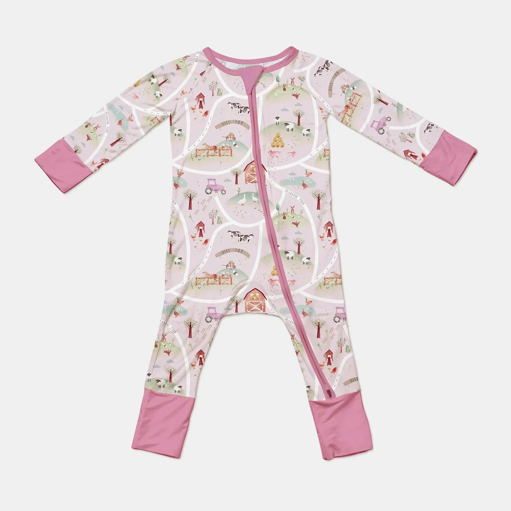 Farm Meadow Convertible Zippered Romper , Farm Meadow Convertible Zippered Romper - 0-3M