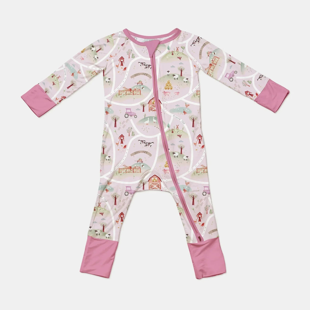 Farm Meadow Convertible Zippered Romper , Farm Meadow Convertible Zippered Romper - 0-3M