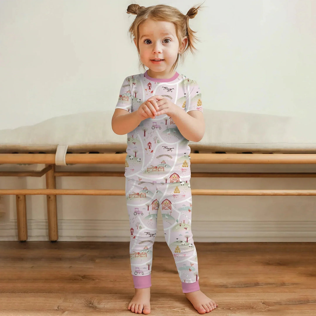 Farm Meadow Route Map Two Piece Short Sleeve Pajama Set , Farm Meadow Route Map Two Piece Short Sleeve Pajama Set - 12-18M