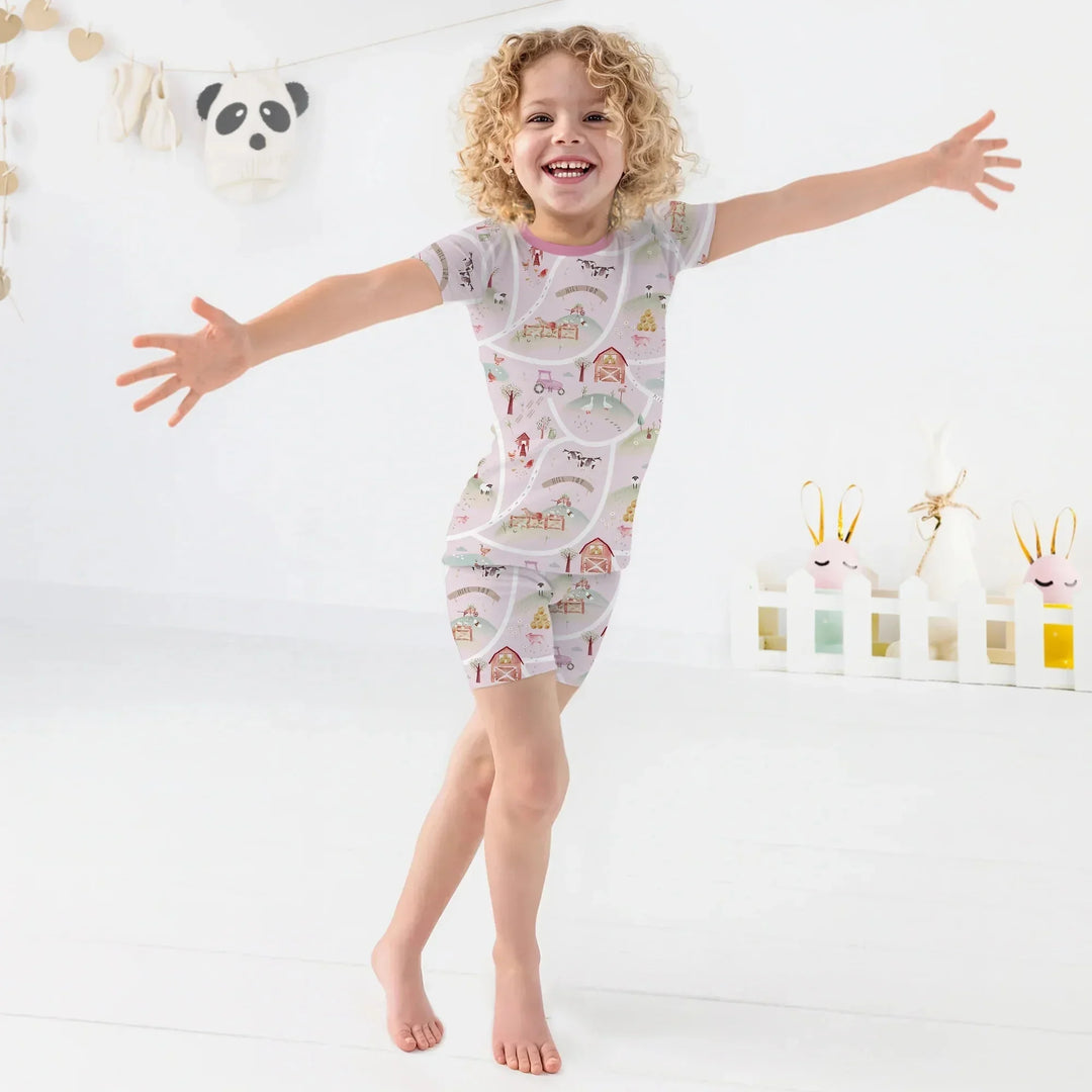 Farm Meadow Route Map Two Piece Short Sleeve Shorts Pajama Set , Farm Meadow Route Map Two Piece Short Sleeve Shorts Pajama Set - 12-18M