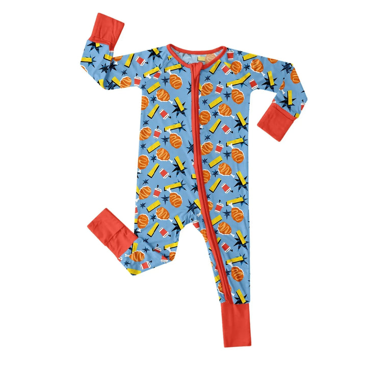 Fast Food Chicken Convertible Zippered Romper , Fast Food Chicken Convertible Zippered Romper - Newborn