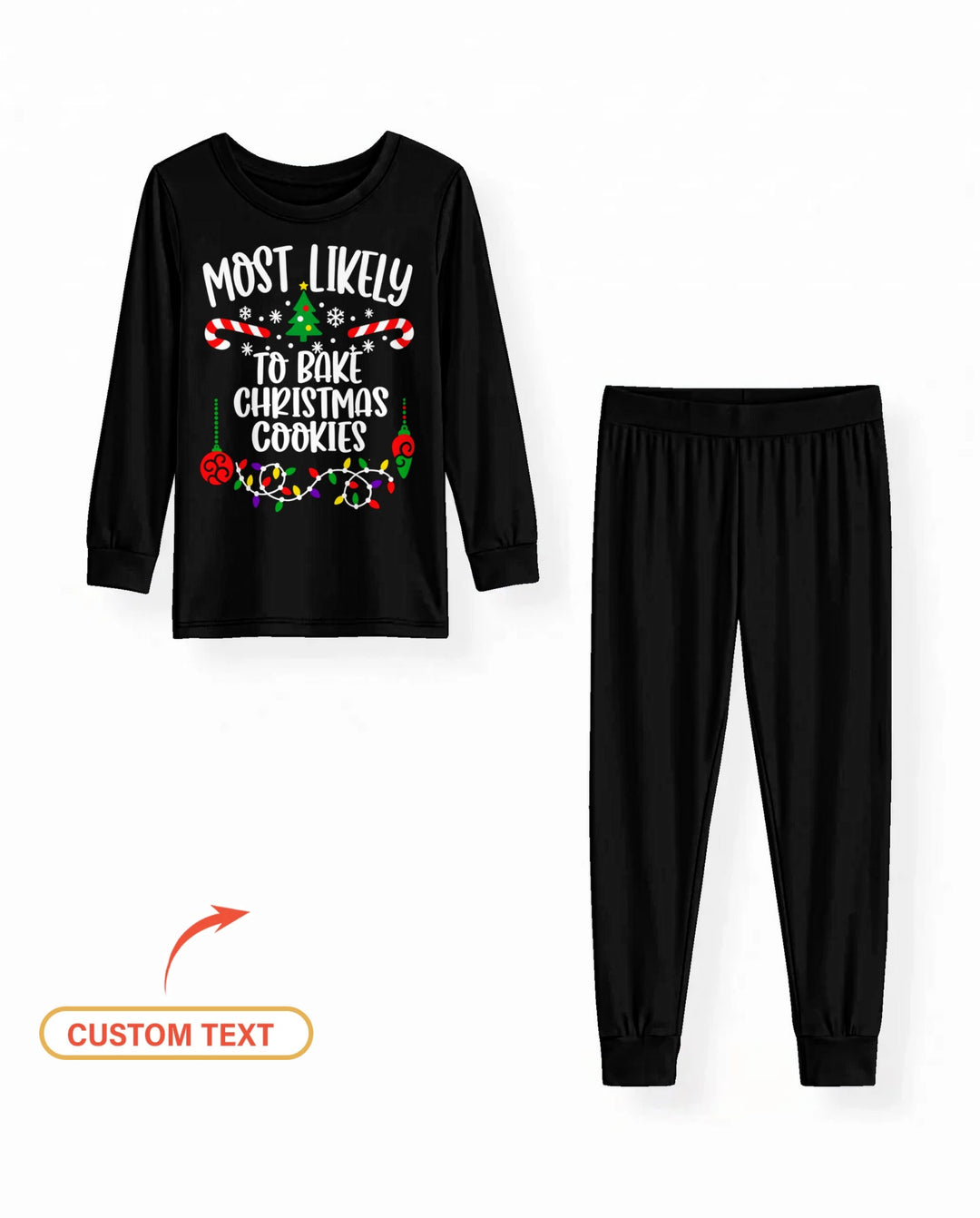 Custom Quotes Most Likely Christmas Bamboo Two Piece Long Sleeve Pajama Set