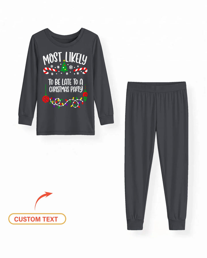Custom Quotes Most Likely Christmas Bamboo Two Piece Long Sleeve Pajama Set